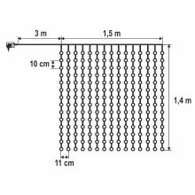 KIN210DWW - HOME KIN210DWW DOT LED-es fényfüggöny, 210db melegfehér DOT LED, 1,5m hosszú, állófényű, adapteres tápellátás, beltéri kivitel